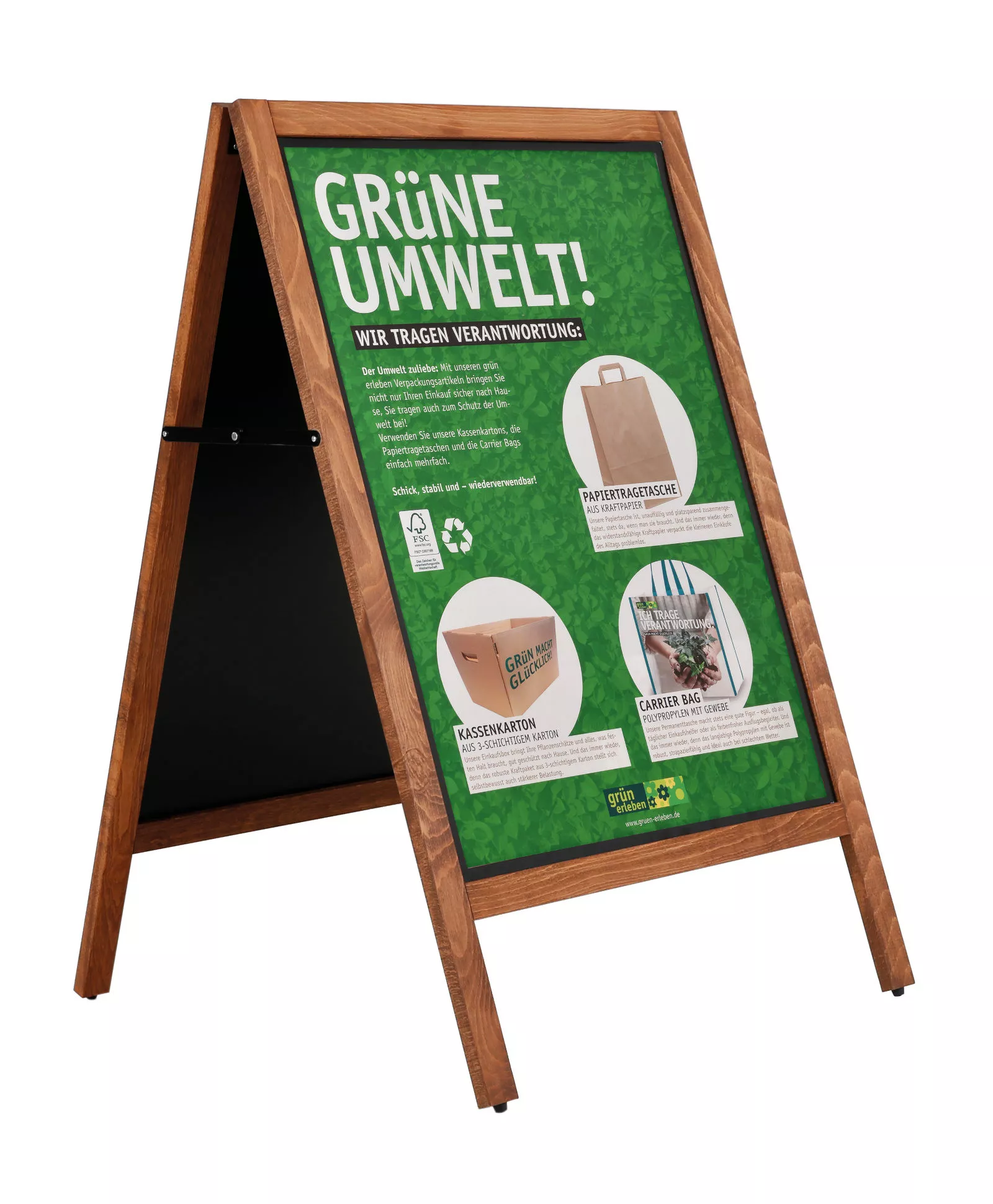Holz Kundenstopper Multi, 42,0x59,4 DIN A2, dunkles Holz